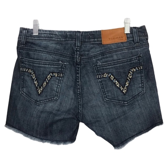 Vigoss Collection Fringe Raw Hem Cutoff Limited Edition Sz 28 Shorts Summer Gems - Picture 4 of 14